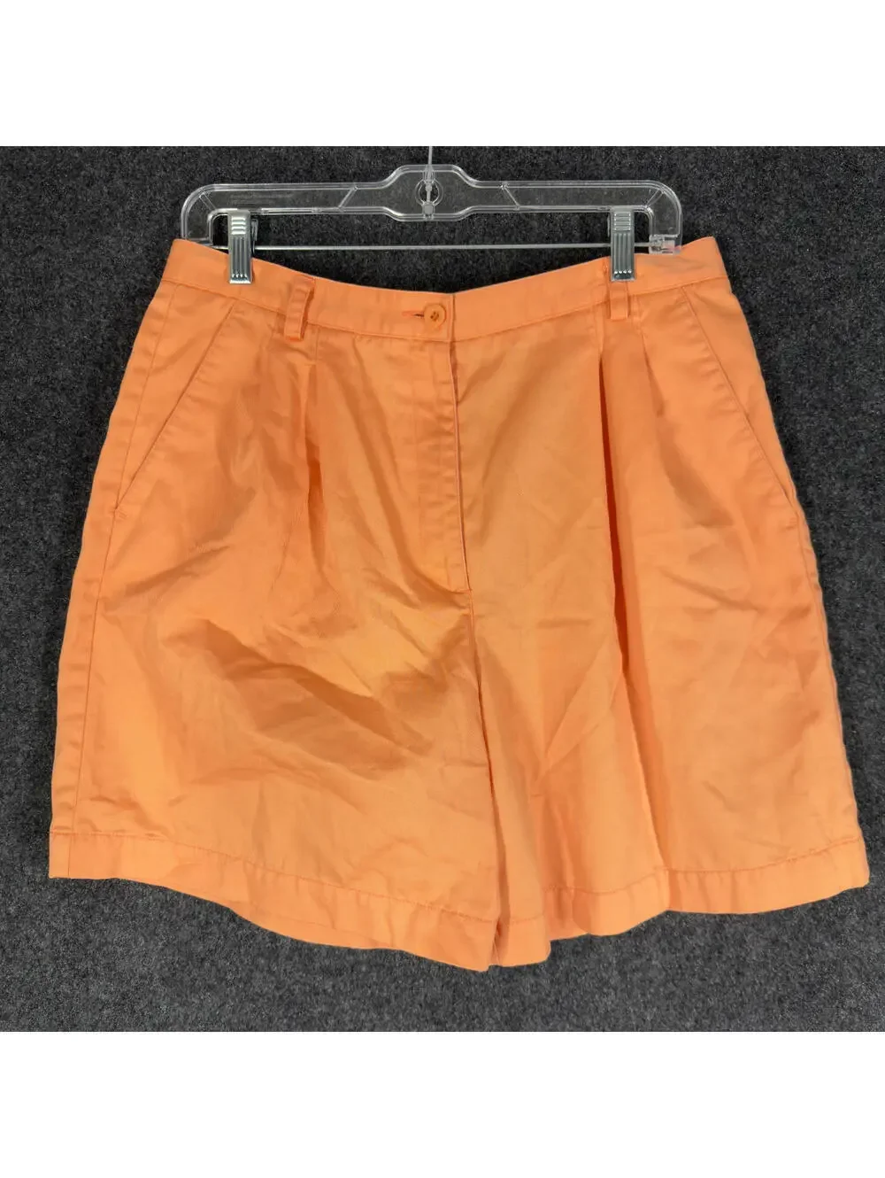 Liz Claiborne Shorts Women 14 Orange High Rise Bermuda Pockets Cotton Casual